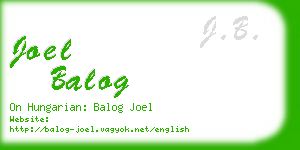 joel balog business card